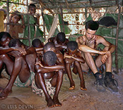 Luis Devin with other candidates to the initiation ceremony of the Baka Pygmies