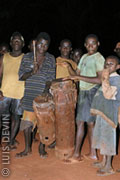Ritual Pygmy drums used to accompany the the male initiation rite fo the Baka