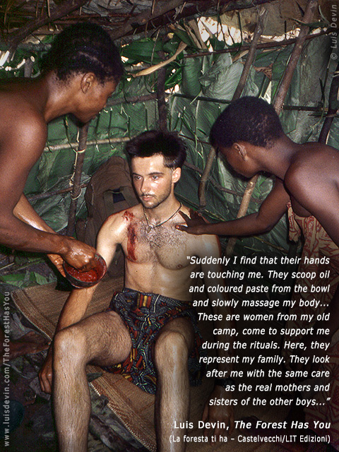 The initiation rite, from Luis Devin's anthropological research in Central Africa (Baka Pygmies, Cameroon)