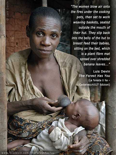 Breastfeeding woman, from Luis Devin's anthropological research in Central Africa (Baka Pygmies, Cameroon)